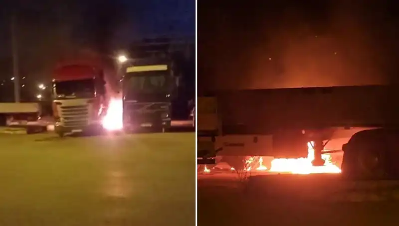 Park Halindeki Tırların Alevlere Teslim Olması Şok Yarattı
